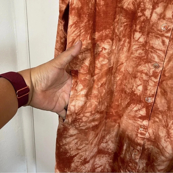 Soft Surroundings Orange Tie-Dye Maxi Dress Duster - Picture 6 of 11